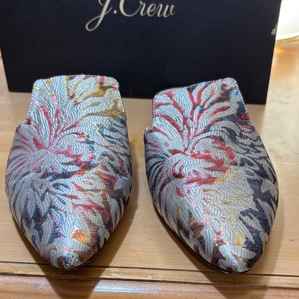 J. Crew Vibrant Brocade Mules